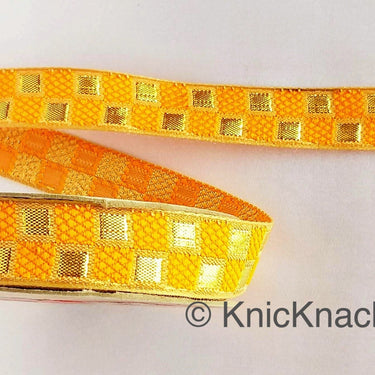 Yellow and Gold Jacquard Weaving Trim, Trim By 2 Yards, Craft Decorative Ribbon